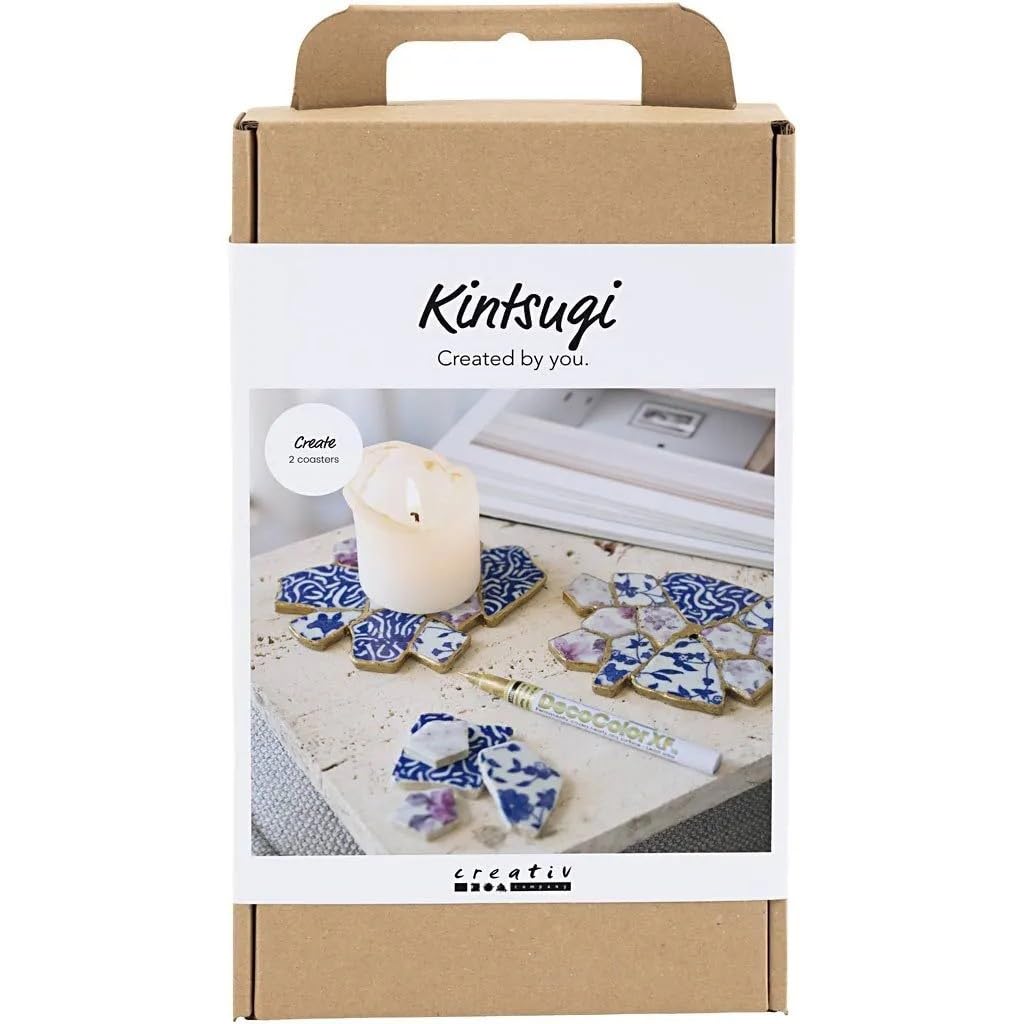 `Creative - Craft Kit Kintsugi, Coaster, Blue, Gold, Light Red, White, 1 Pack - ()`