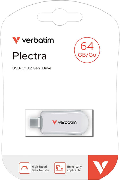 Verbatim Plectra USB-C Flash Drive White 64GB, W129015930 (White 64GB