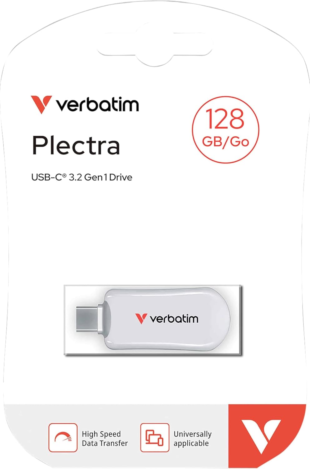 Verbatim Plectra USB-C Flash Drive 128GB White