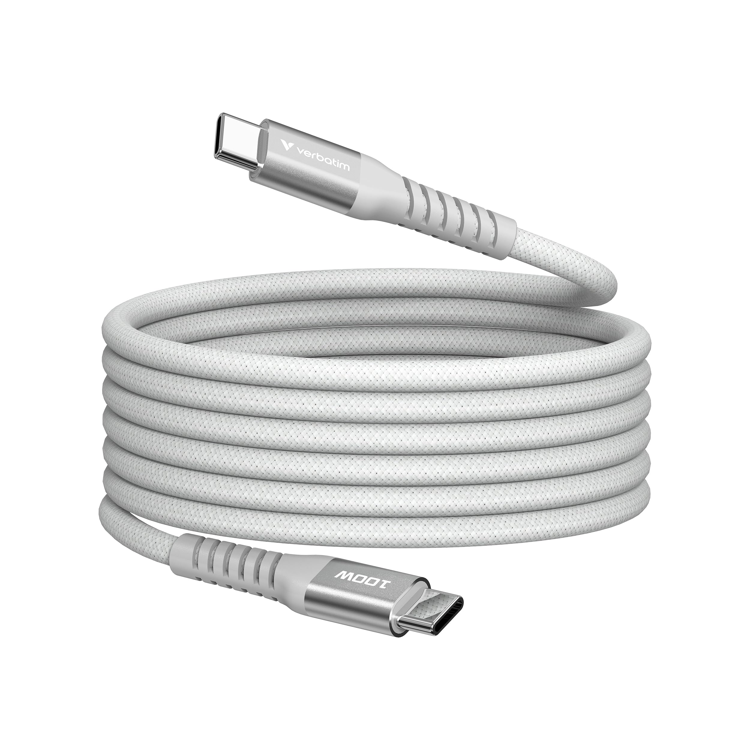 Verbatim Sync & Charge 100W Câble de Charge USB C PD 3.0 Câble USB C vers USB C 120cm Charge Rapide Compatible avec iPhone 16 Pro Max, iPhone 15, Samsung, MacBook Air, iPad, Pixel 9 Robuste Gris
