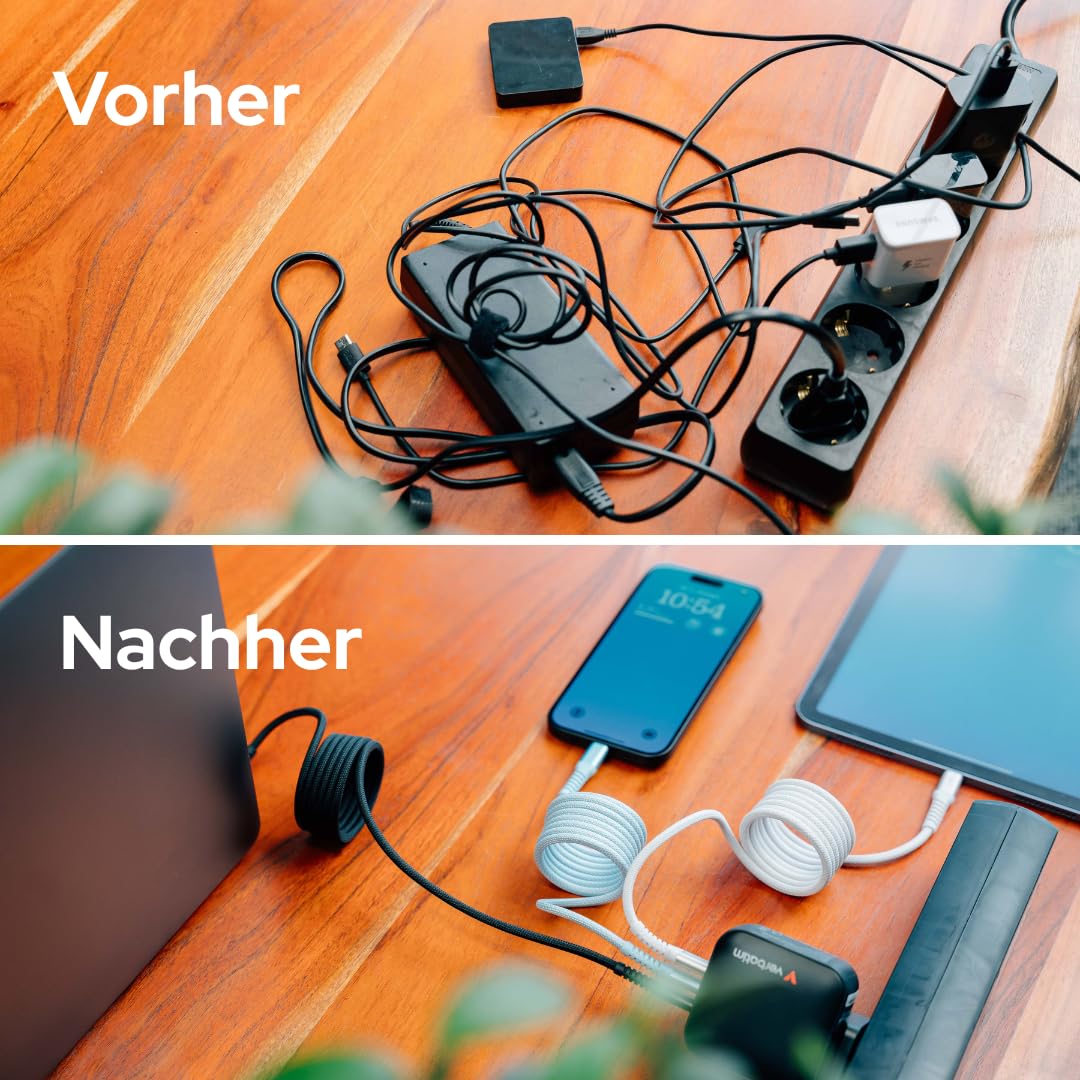 Verbatim Sync & Charge 100W Câble de Charge USB C PD 3.0 Câble USB C vers USB C 120cm Charge Rapide Compatible avec iPhone 16 Pro Max, iPhone 15, Samsung, MacBook Air, iPad, Pixel 9 Robuste Gris