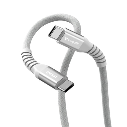 Verbatim Sync & Charge 100W Câble de Charge USB C PD 3.0 Câble USB C vers USB C 120cm Charge Rapide Compatible avec iPhone 16 Pro Max, iPhone 15, Samsung, MacBook Air, iPad, Pixel 9 Robuste Gris