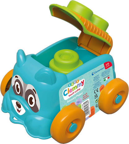 Clementoni - Clementoni Baby - Clemmy Sensory Puppy Blauw met Soft Blokken 5dlg.