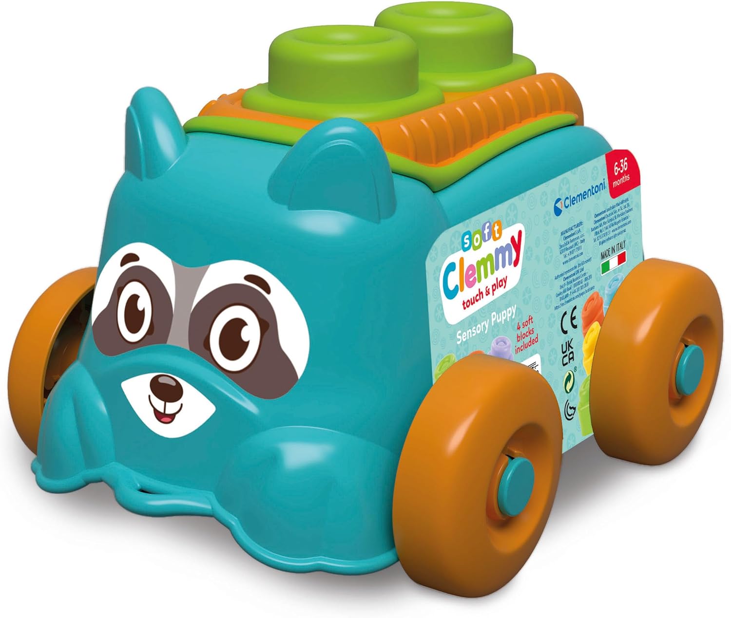 Clementoni - Clementoni Baby - Clemmy Sensory Puppy Blauw met Soft Blokken 5dlg.