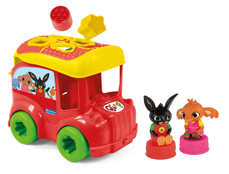 Clementoni Bing Bus 17491 Vorminzet, zachte bouwstenen voor kinderen, 18 maanden, set voor de eerste kindertijd, stapelbaar sensorisch spel, wasbare blokken, Made in Italy, meerkleurig