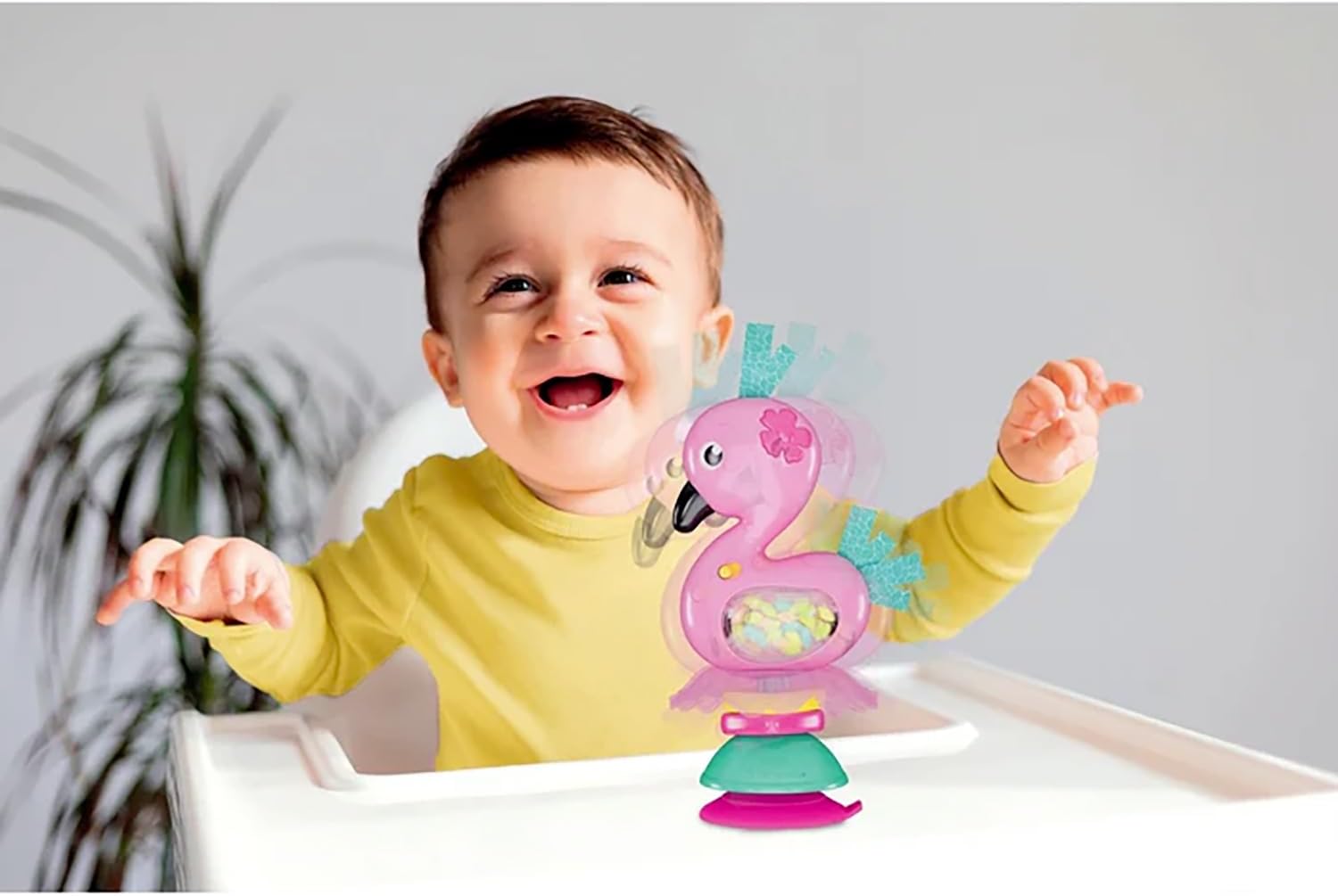 Clementoni - Clementoni Baby Schud en Speel Flamingo met Geluid en Zuignap