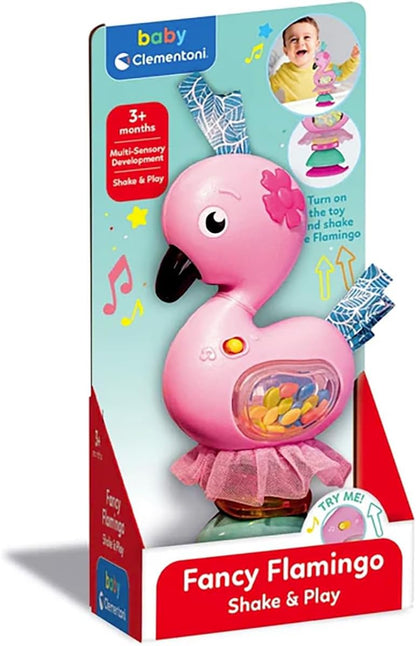 Clementoni - Clementoni Baby Schud en Speel Flamingo met Geluid en Zuignap
