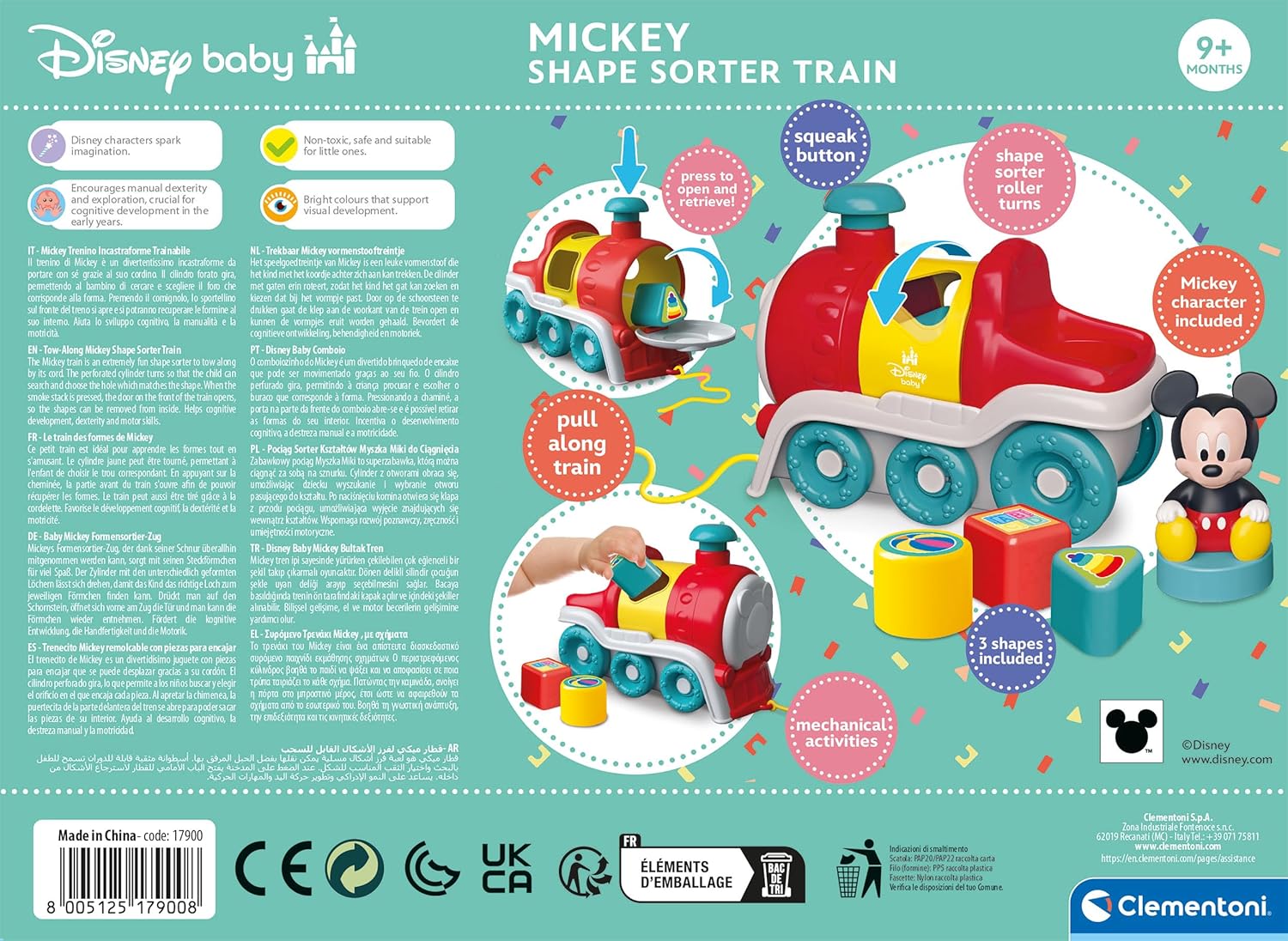 Clementoni - Clementoni Baby - Disney Vormenstoof Mickey Mouse Trein 5dlg.