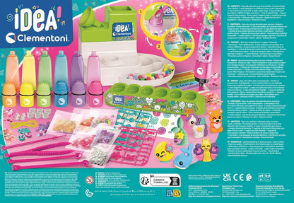 Clementoni Idea 18860 Markeerstiften voor in de werkplaats met meer dan 50 accessoires, creatief speelgoed, knutselset, gepersonaliseerde pen, cadeauset voor kinderen vanaf 6 jaar
