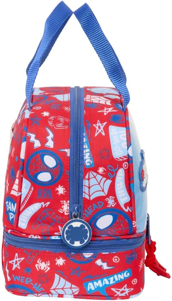 SPIDEY RESCUE – Lunch Box, Pencil Case, Quality and Maximum Resistance, Meal Holder, Recreation, Snack and Breakfast, 20 x 15 x 20 cm, Red/Blue, M, Casual