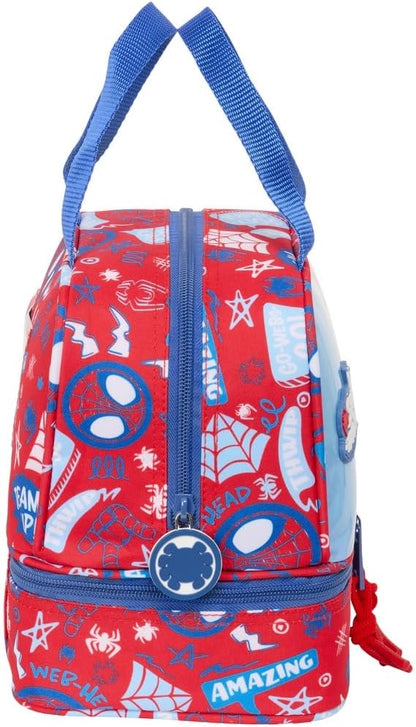 SPIDEY RESCUE – Lunch Box, Pencil Case, Quality and Maximum Resistance, Meal Holder, Recreation, Snack and Breakfast, 20 x 15 x 20 cm, Red/Blue, M, Casual
