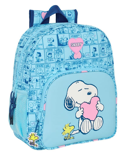 SNOOPY LOVE – Children's School Backpack, Adaptable to Trolley, Ideal for School Children, Comfortable and Versatile, Quality and Resistance, 32 x 12 x 38 cm, light blue, M, Casual