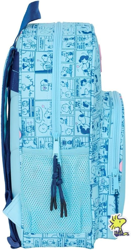 SNOOPY LOVE – Children's School Backpack, Adaptable to Trolley, Ideal for School Children, Comfortable and Versatile, Quality and Resistance, 32 x 12 x 38 cm, light blue, M, Casual