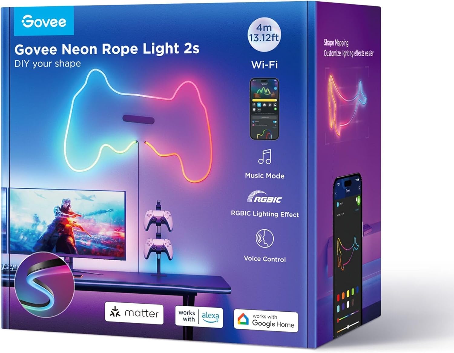 Govee Neon Rope Strip Light 2 4M Black