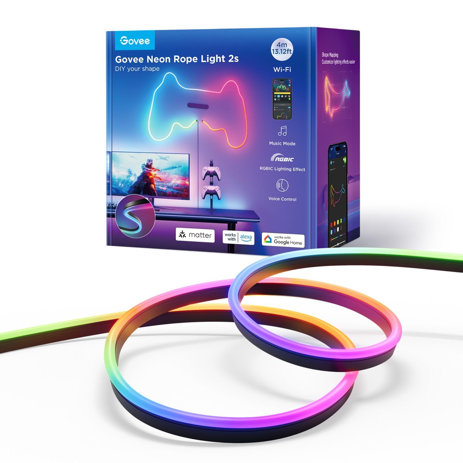 Govee Neon Rope Strip Light 2 4M Black