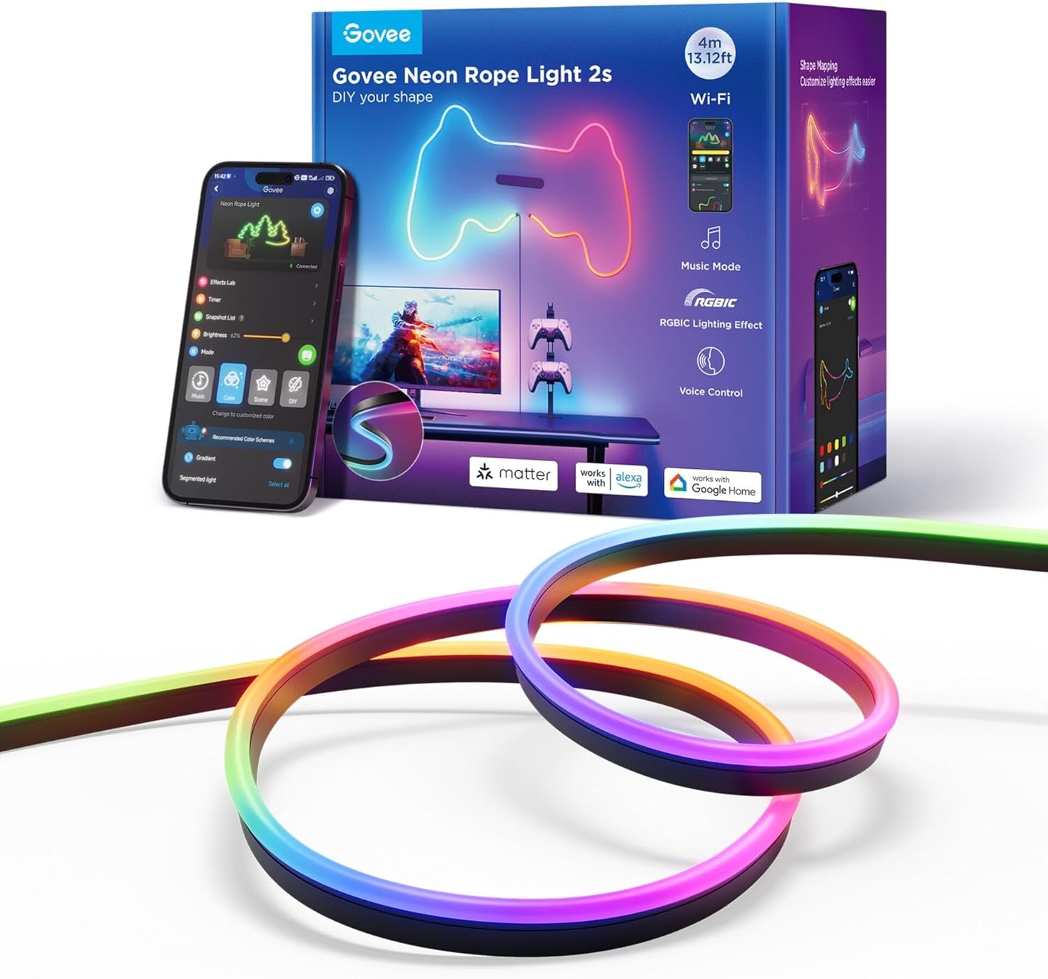 Govee Neon Rope Strip Light 2 4M Black