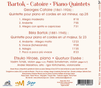 Bartok/Catoire: Quintettes Avec Piano