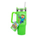 Paladone Minecraft Steve & Creeper 30 oz Green Insulated Cup and Straw, Officially Licensed Tumbler Travel Cup with Handle for Iced Tea or Coffee, Gaming Merchandise