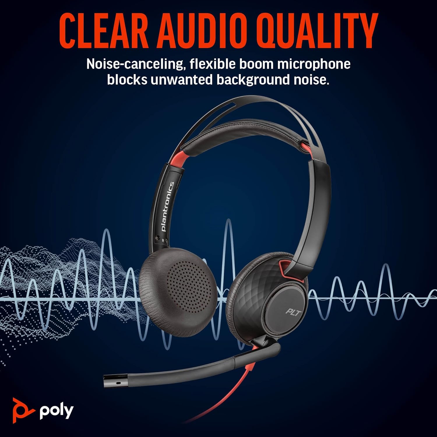 Poly Blackwire 5220 Wired Headset - Flexible Noise-Canceling Boom Mic - Ergonomic Design - Connect to PC/Mac, Mobile via USB-C, USB-A, or 3.5 mm - Works w/Teams, Zoom