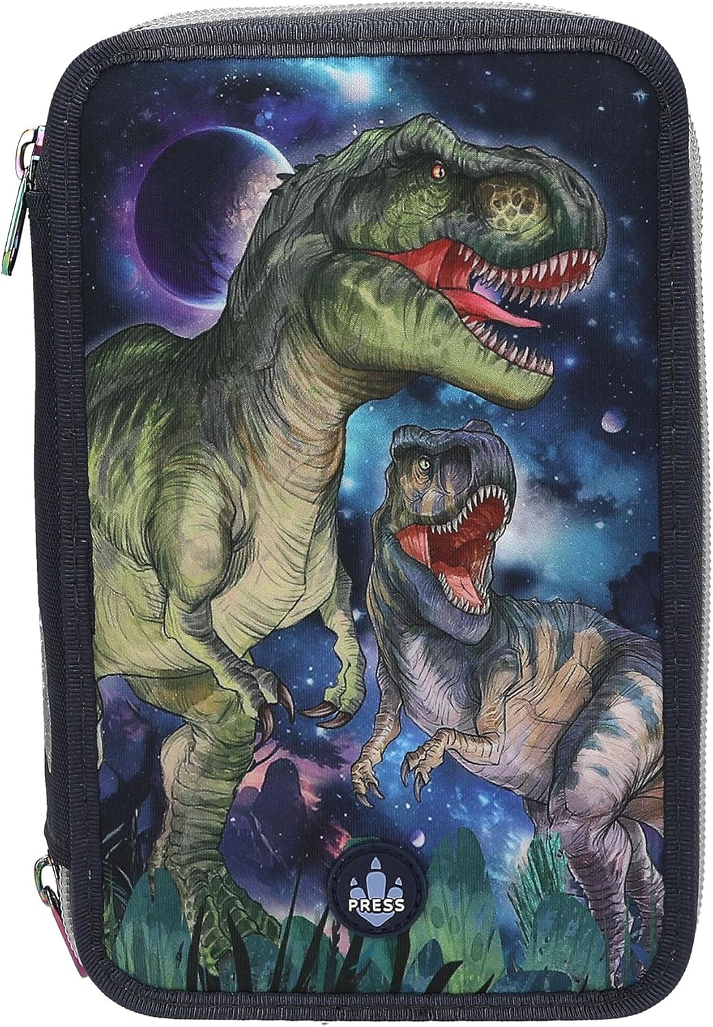 Dino World - Triple Pencil Case With Led - Galaxy