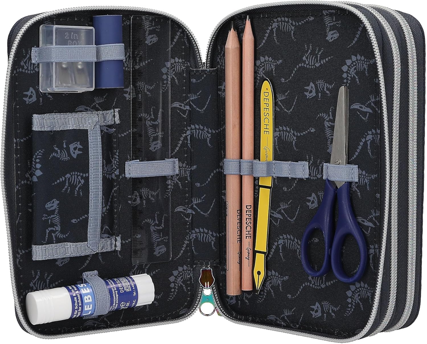 Dino World - Triple Pencil Case With Led - Galaxy