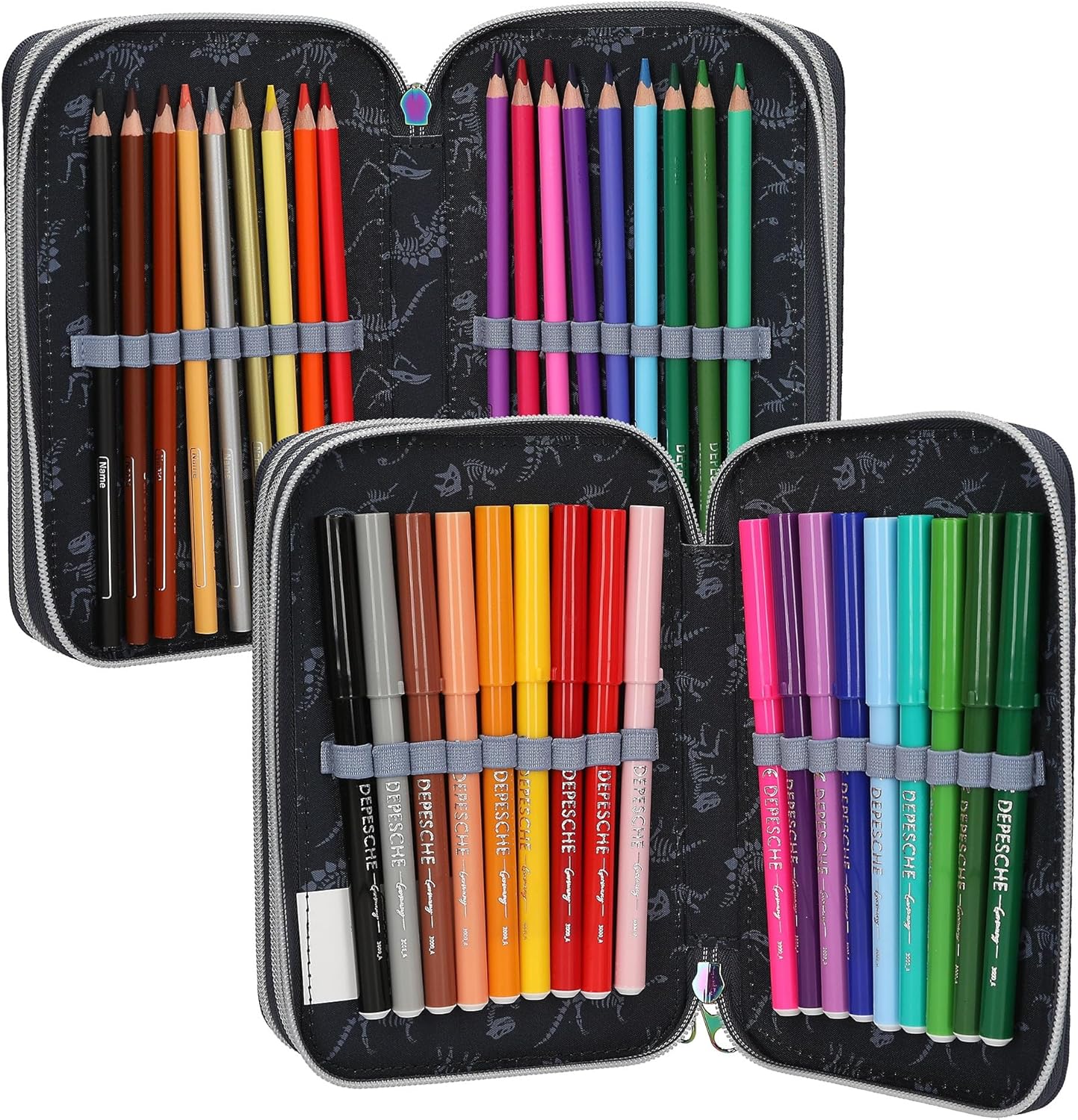 Dino World - Triple Pencil Case With Led - Galaxy