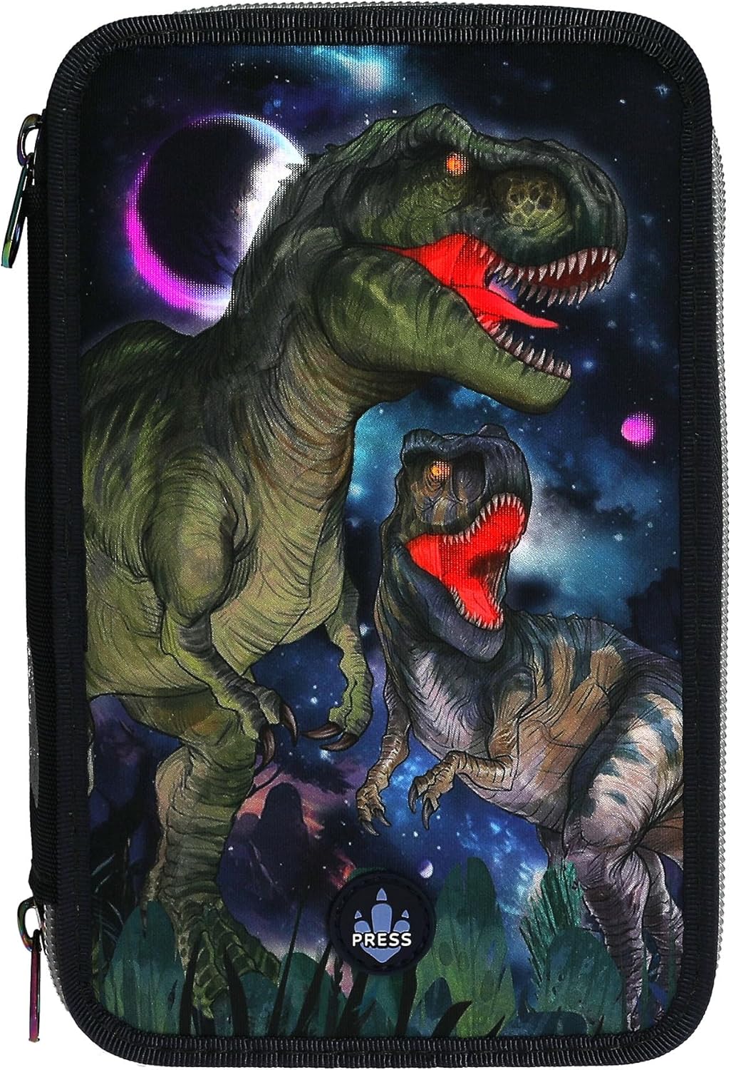 Dino World - Triple Pencil Case With Led - Galaxy