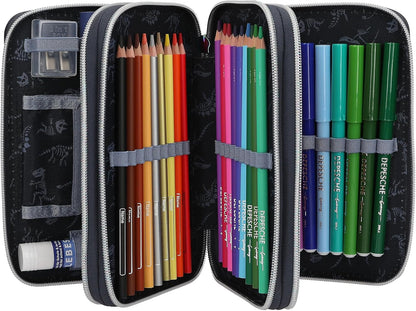Dino World - Triple Pencil Case With Led - Galaxy