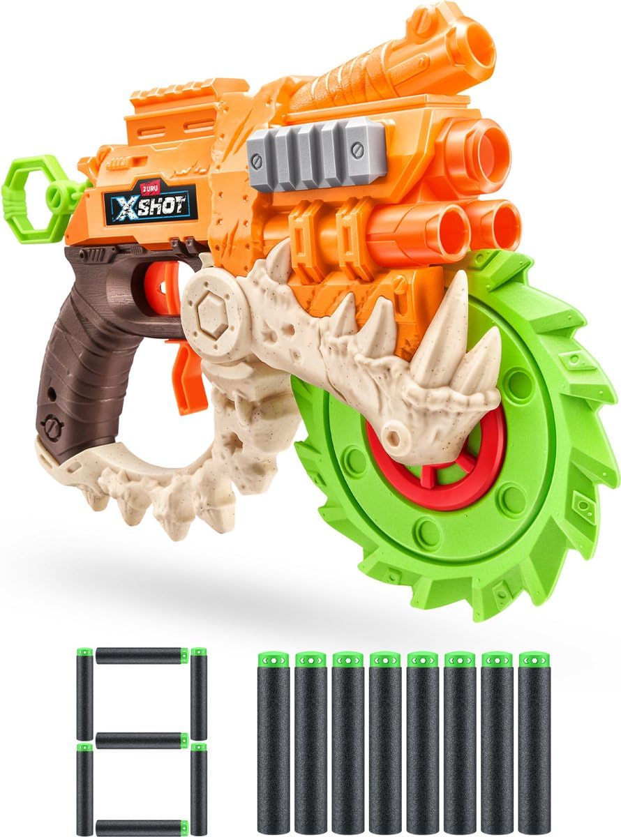 X-Shot Horror Fire Insanity HorrorFire Reaper X - Spinning Saw Blade Action, Long Range Dart Blaster, 8-Dart Capacity, Air Pocket Technology, Compatible with Other Insanity HorrorFire Blasters