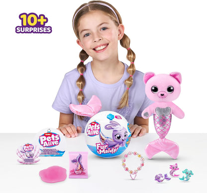 Pets Alive Furmaids by ZURU Mermaid Plush Interactive Lights Sounds Girls Toy (Pink Kitten