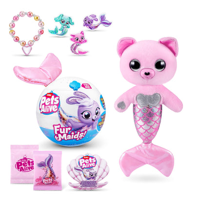 Pets Alive Furmaids by ZURU Mermaid Plush Interactive Lights Sounds Girls Toy (Pink Kitten
