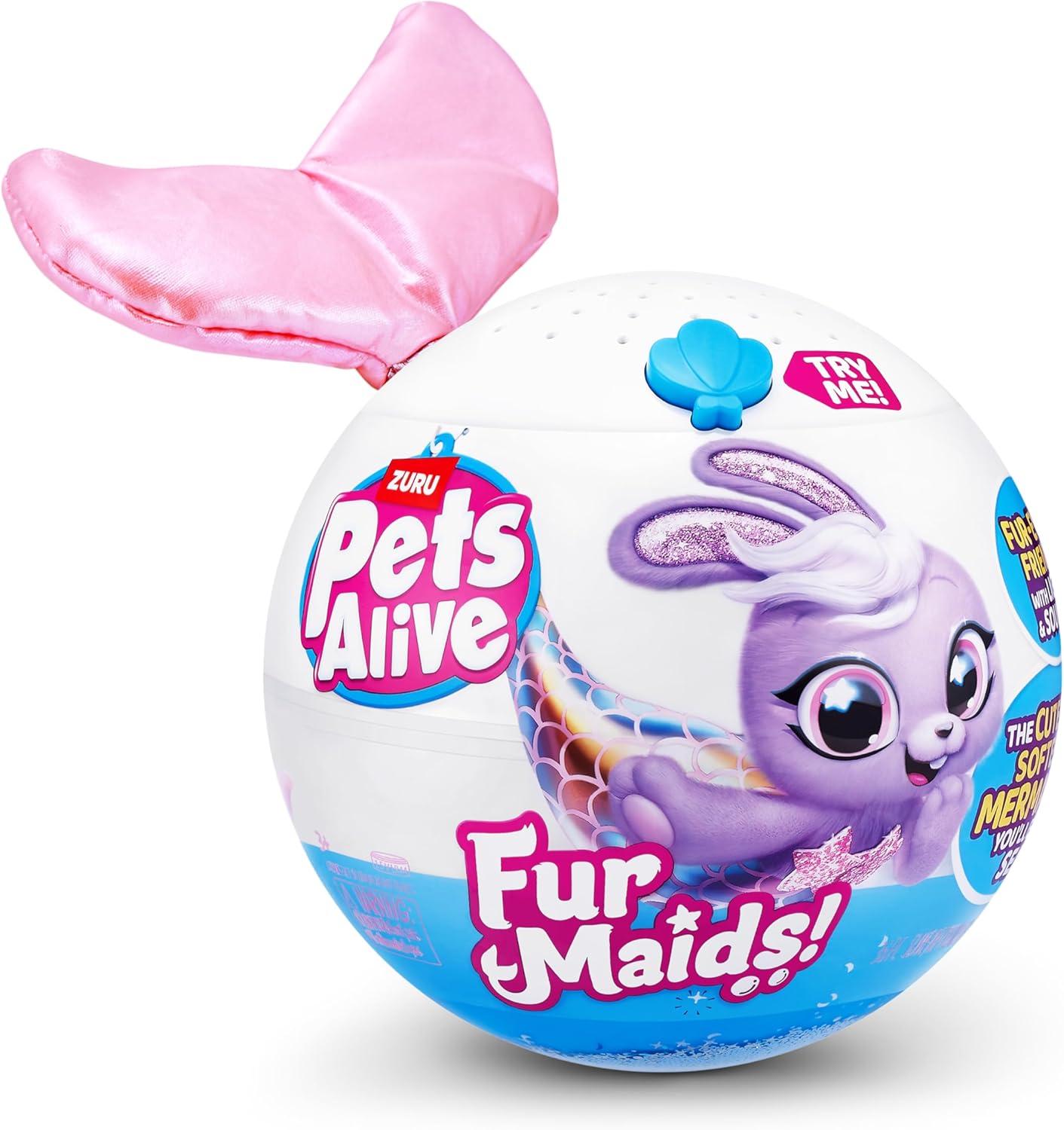 Pets Alive Furmaids by ZURU Mermaid Plush Interactive Lights Sounds Girls Toy (Pink Kitten