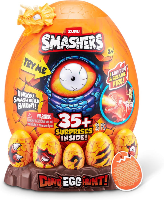 Smashers Dino Egg Hunt by ZURU, Light-Up Fire Breathing Dinosaur Themed Treasure Hunt Toy, Collectable Toy for Boys and Kids (Giganotosaurus
