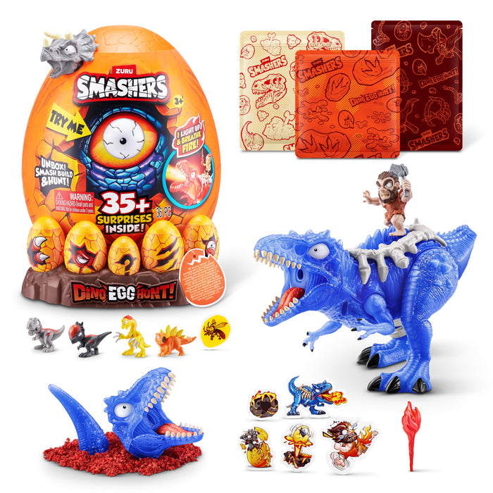 Smashers Dino Egg Hunt by ZURU, Light-Up Fire Breathing Dinosaur Themed Treasure Hunt Toy, Collectable Toy for Boys and Kids (Giganotosaurus