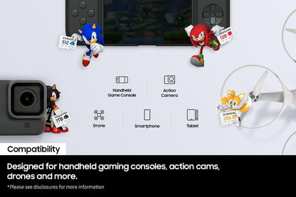 Samsung Memorie MB-MD512SA Sonic PRO Plus Scheda MicroSD per Console Gaming, Action Cam e Droni da 512GB, UHS-I U3, Fino a 180MB/s