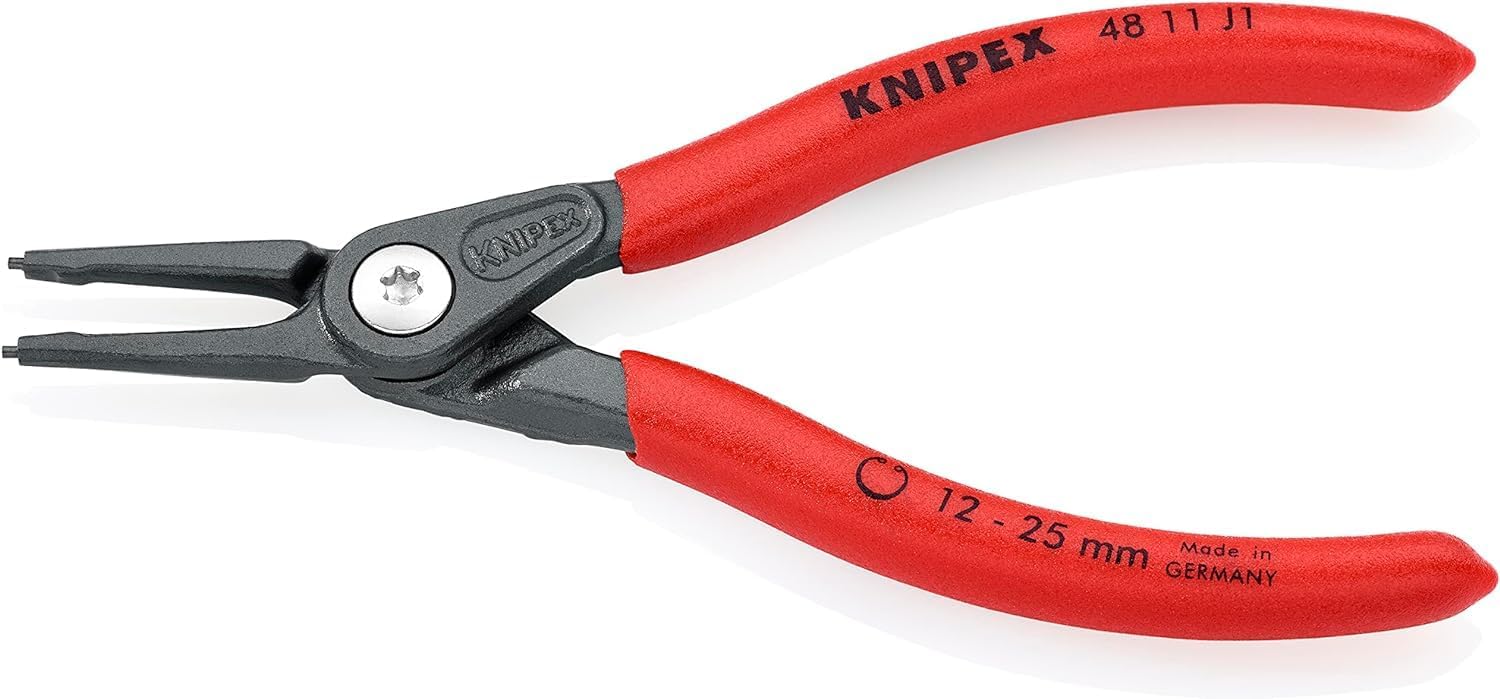 Knipex Precision Circlip Pliers for internal circlips in bore holes grey atramentized, with non-slip plastic coating 140 mm 48 11 J1