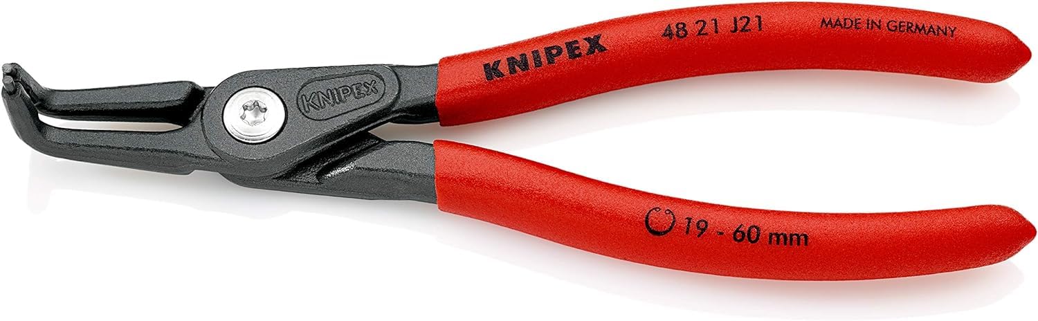 Knipex Precision Circlip Pliers for internal circlips in bore holes grey atramentized, with non-slip plastic coating 165 mm 48 21 J21