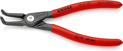 Knipex Precision Circlip Pliers for internal circlips in bore holes grey atramentized, with non-slip plastic coating 165 mm 48 21 J21