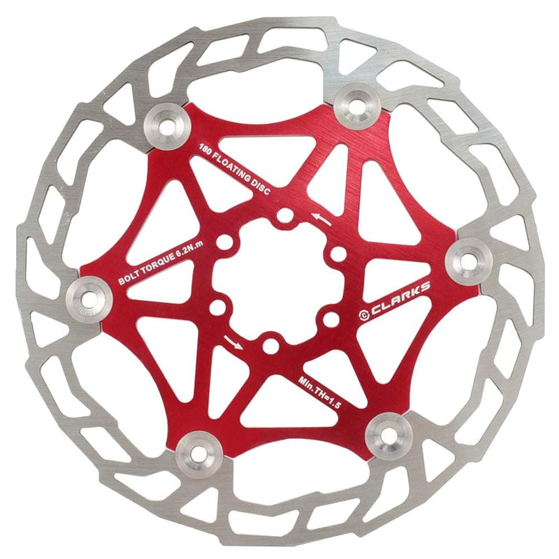 Clarks Cycle Systems CFR-AR05 6-Bolt Floating Disc Brake Rotor, Red, 180mm