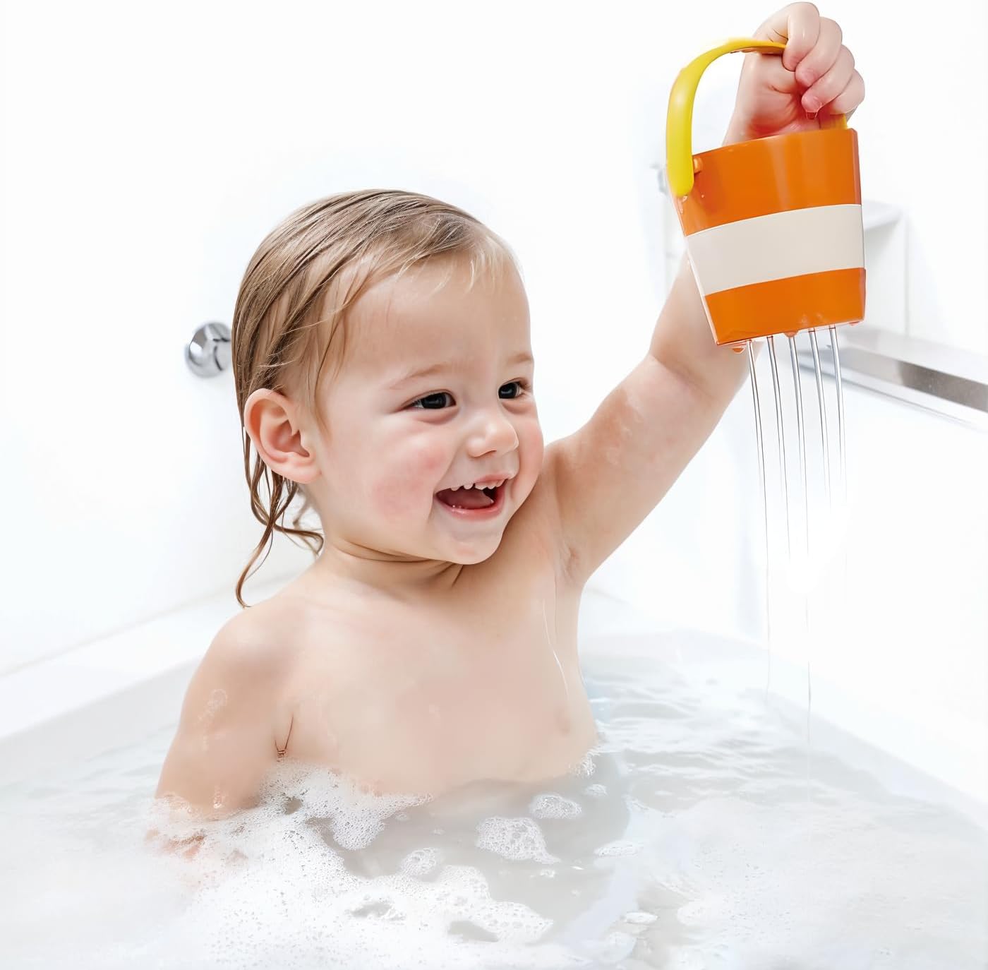 Hape Happy Buckets Set | Three Water Wheel Bath Time Toys for Toddlers, Multicolour