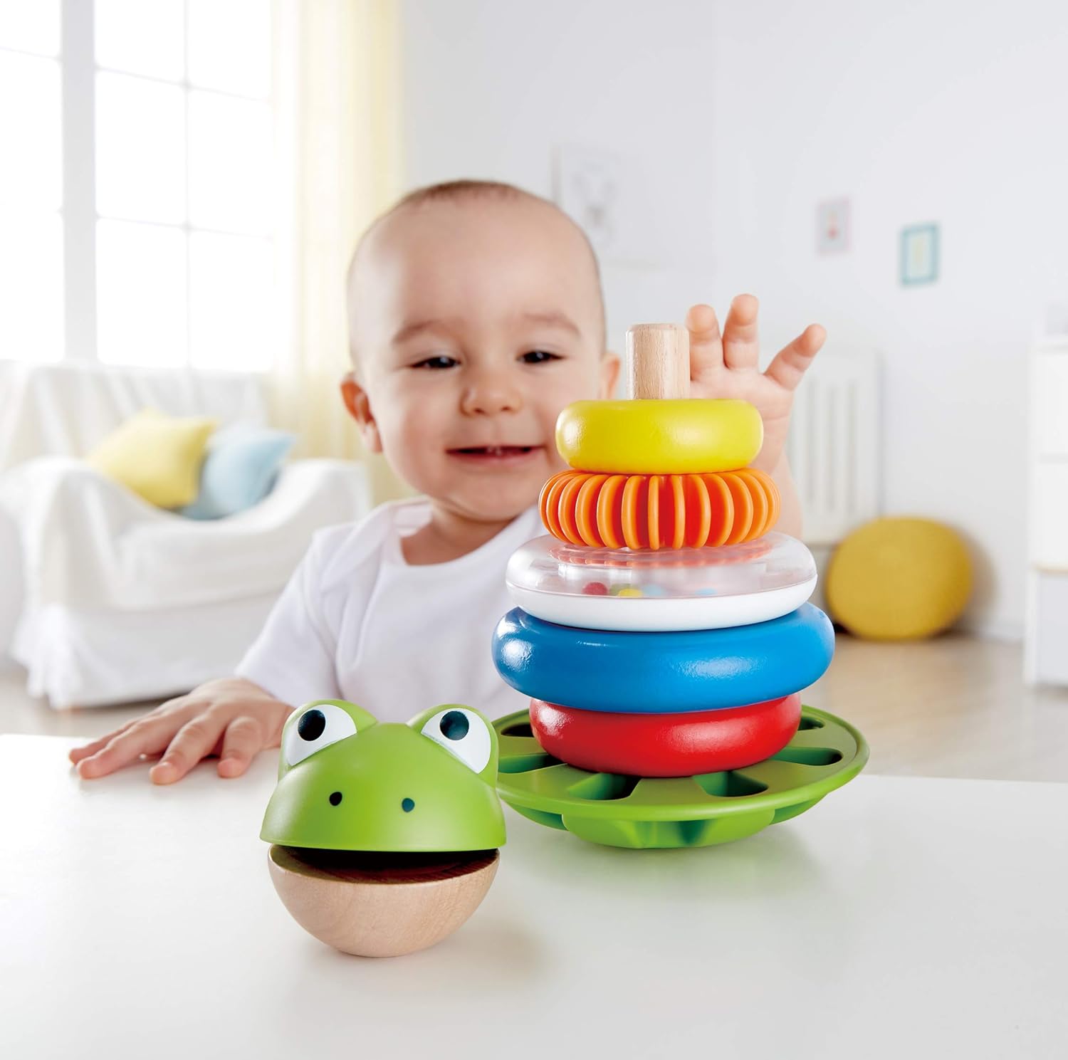 Hape E0457 Mr Frog Stacking Rings - Toddler Activity Toy