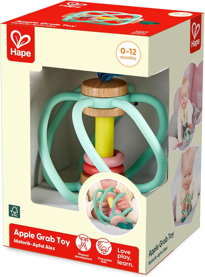 Hape Teether Baby Toy, Apple Grab Toy, Multicolor, (E8500