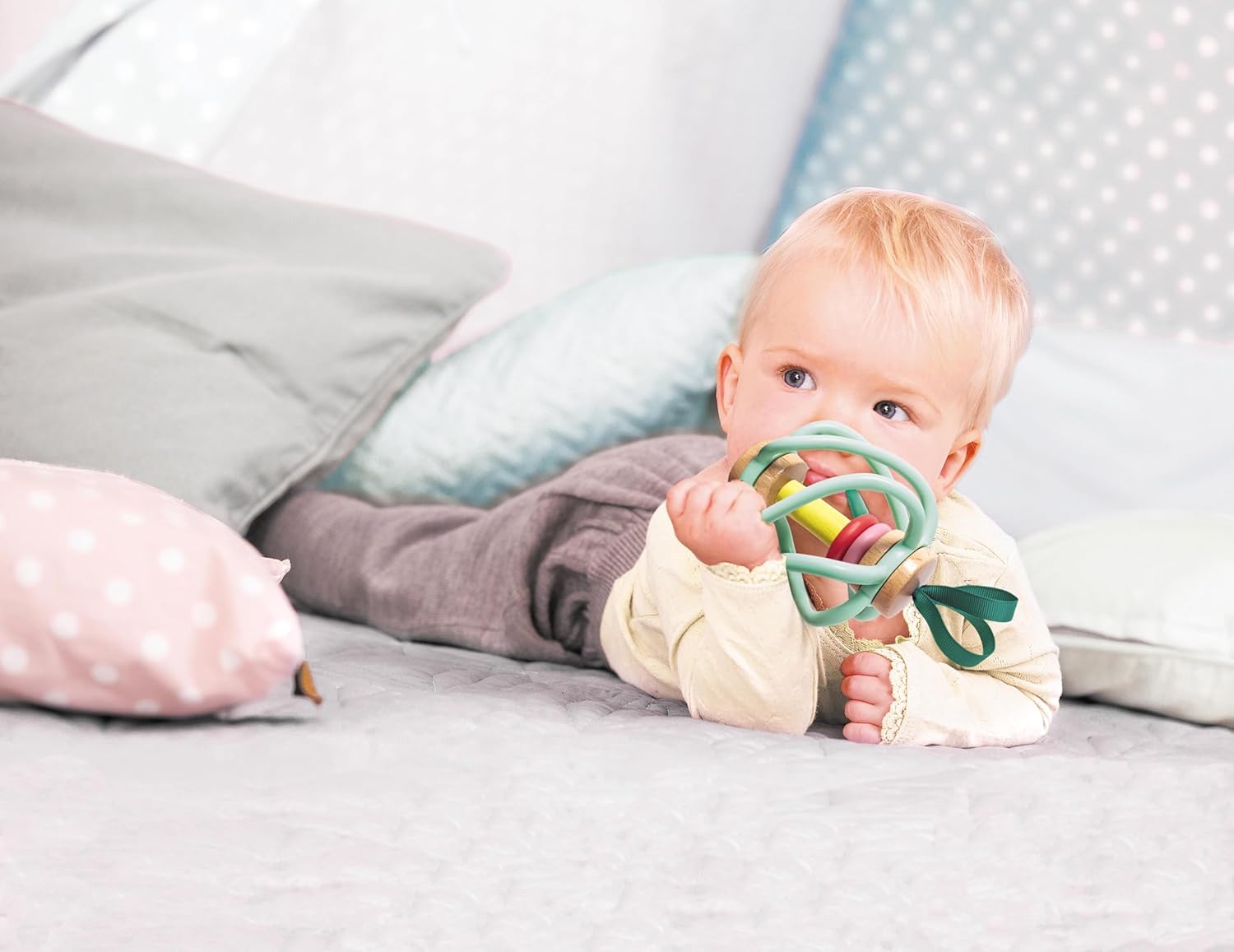 Hape Teether Baby Toy, Apple Grab Toy, Multicolor, (E8500