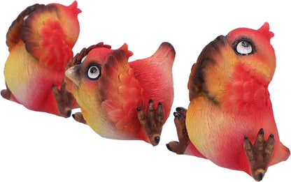 Nemesis Now Three Wise Birds 10.5cm, Resin, Cast in the Finest Resin, Expertly Hand-Painted, Red