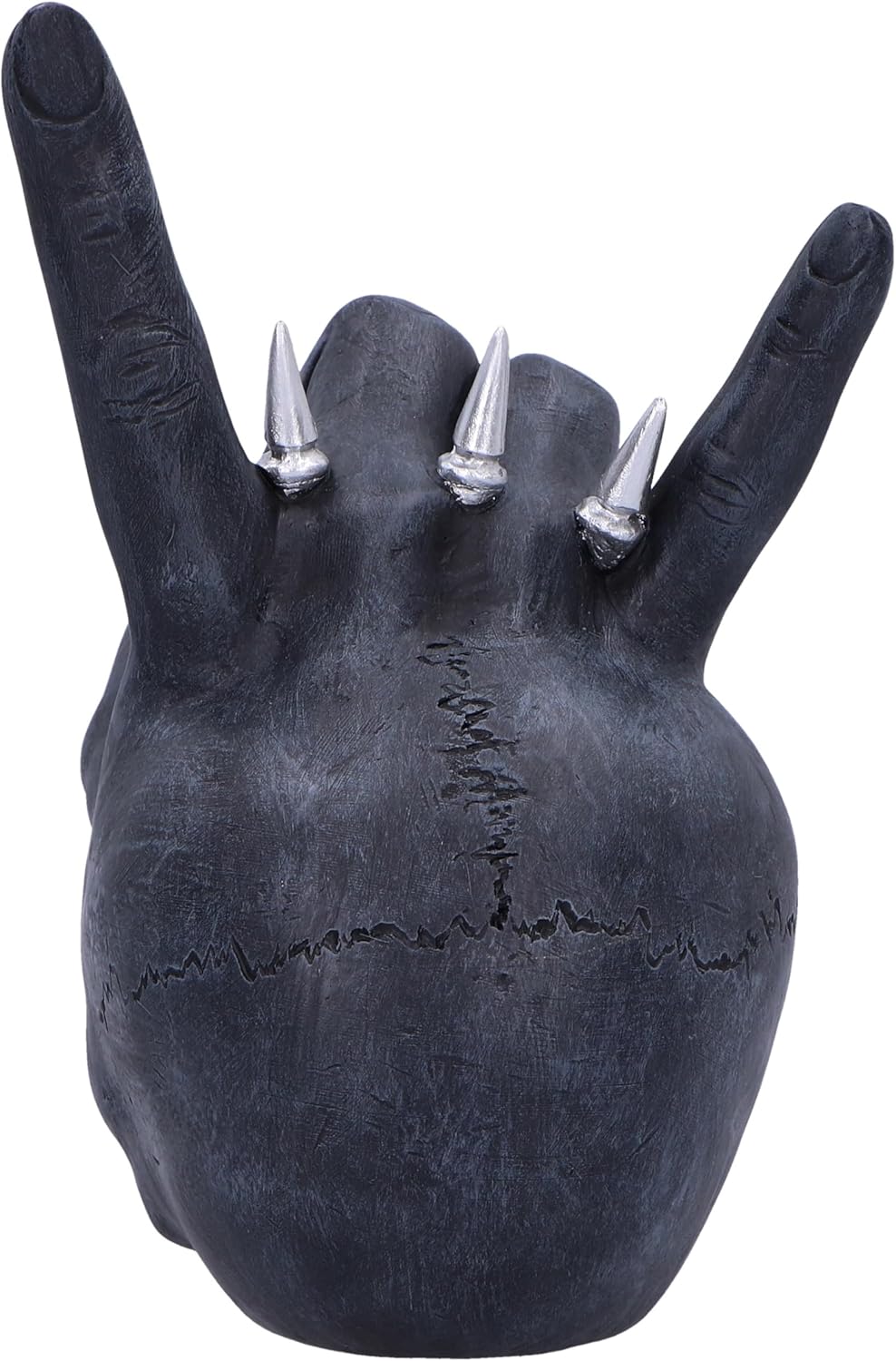Nemesis Now Horns Up Rock On Hand Skull Ornament, Resin, Black, 17.5cm