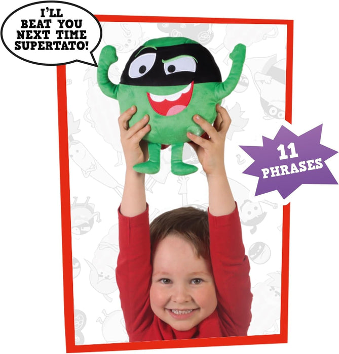 Supertato Talking Evil Pea Teddy Bear, from the books & Cbeebies series, Green.