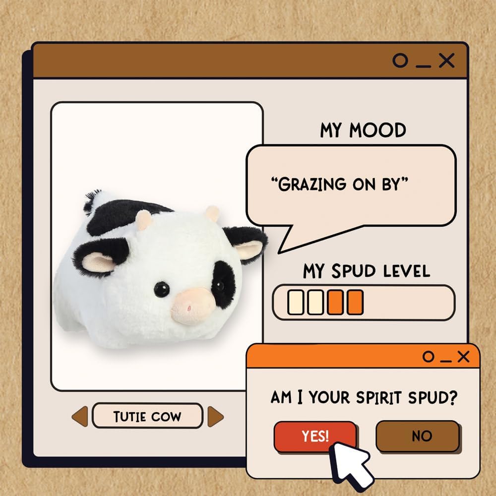Aurora, 33555, Spudsters Tutie Cow 10In, Soft Toy, White & Black
