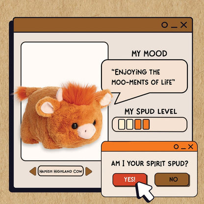 Aurora, 34261, Spuds Hamish Highland Cow 10In, Soft Toy, Orange