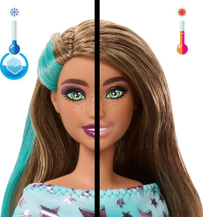 Barbie Party Unboxed Doll & Accessories, Pet Birthday Series Party Stars Set with 10 Surprises Including Color Change & Cake-Decorating Activity, JFG72
