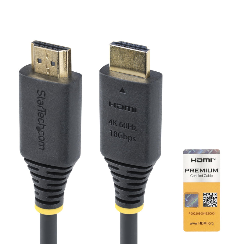 StarTech.com Cable HDMI Certificado Premium de Alta Velocidad de 4m - 4K 60Hz - 18Gbps - UHD - Recubrimiento de TPE